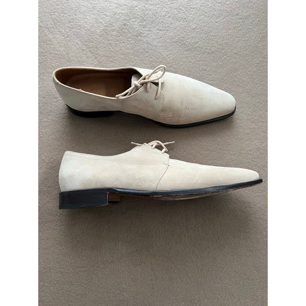 BOSS Selection By Hugo Boss Classic Derby Sand Beige Suede Tapered Point Shoe 9
